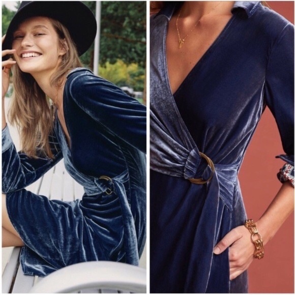 $168 Anthropologie Maeve Velvet Shirtdress New - Picture 4 of 7